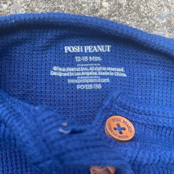 Posh Peanut Navy Blue Button Ribbed Long Sleeve Romper - Picture 3 of 6